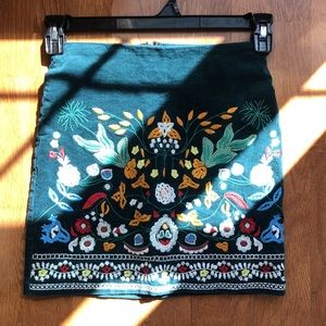 Embroidered Corduroy Skirt